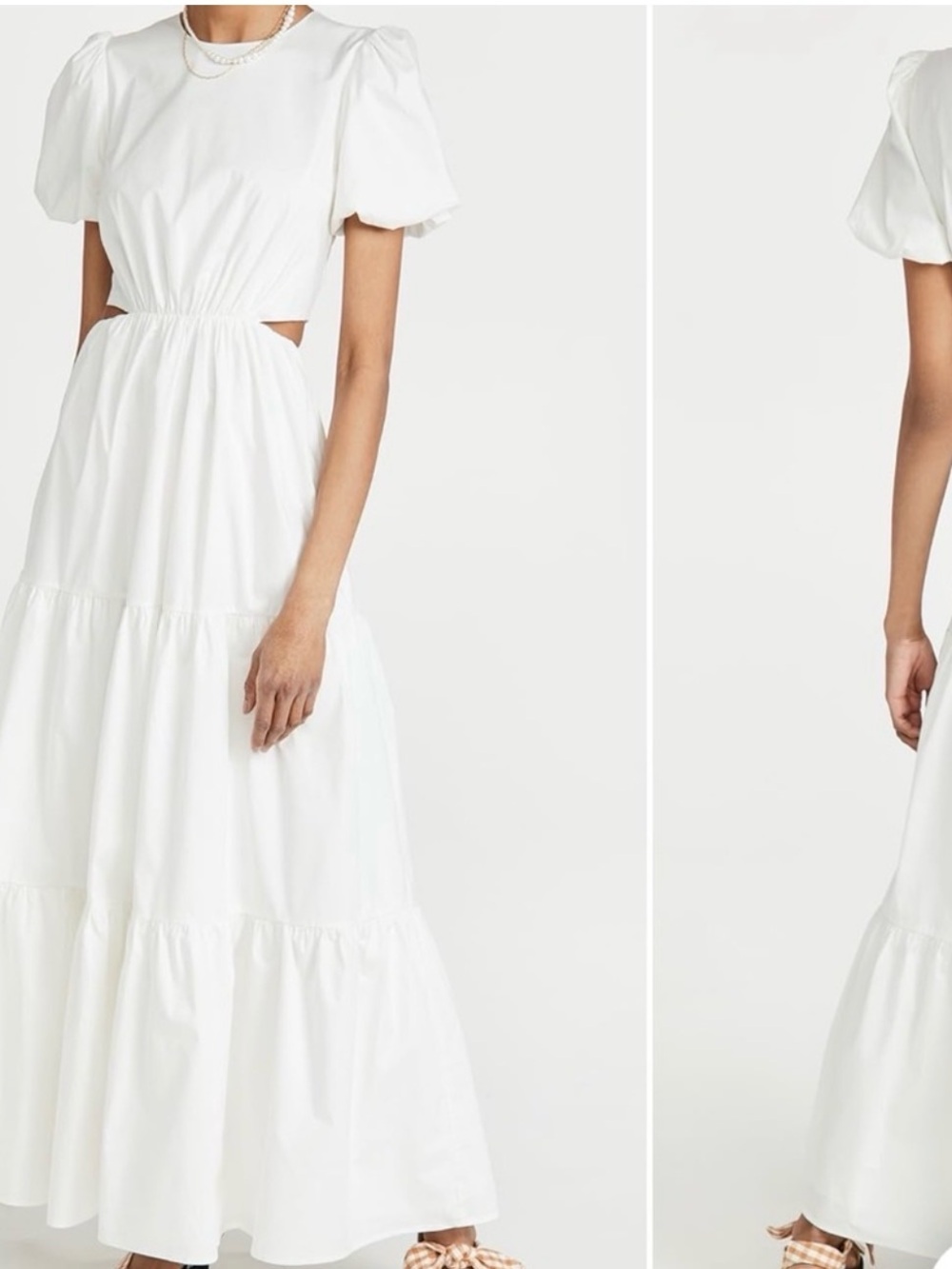 WAYF White Puff-Sleeve Cutout Maxi Dress - NWT